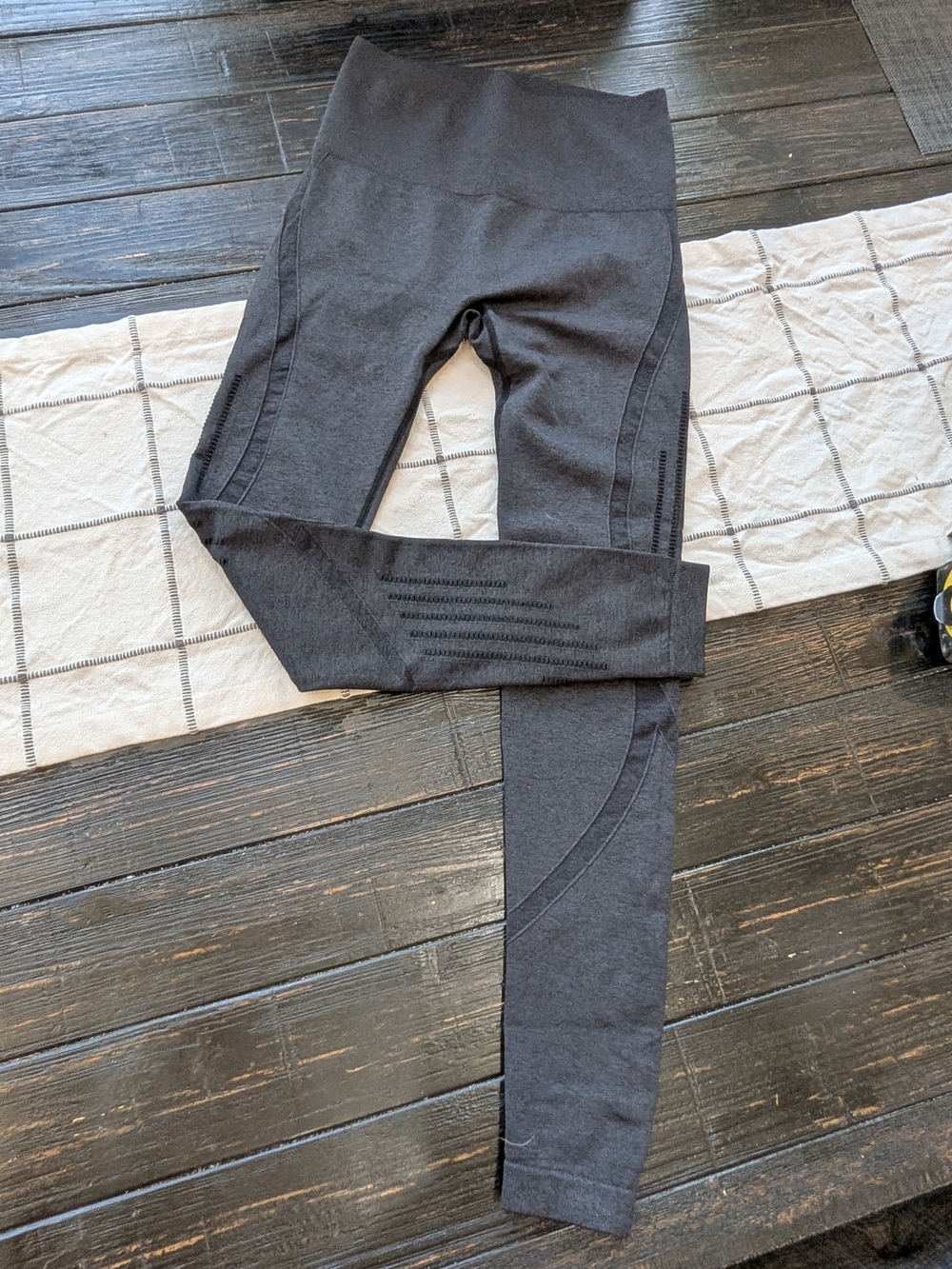 Charcoal Grey Active Leggings with Textured Knit Panels • Size Small